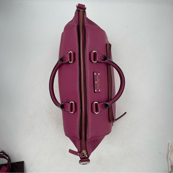Kate Spade Magenta Pebbled Leather Zip Pocket Satchel Shoulder Bag - Picture 6 of 16